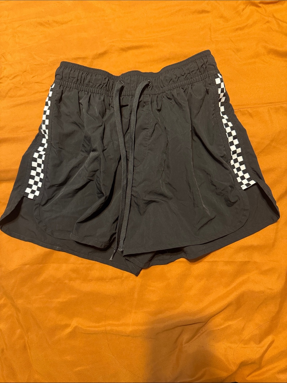 H&M Black Shorts with White Checkerboard Side Trim